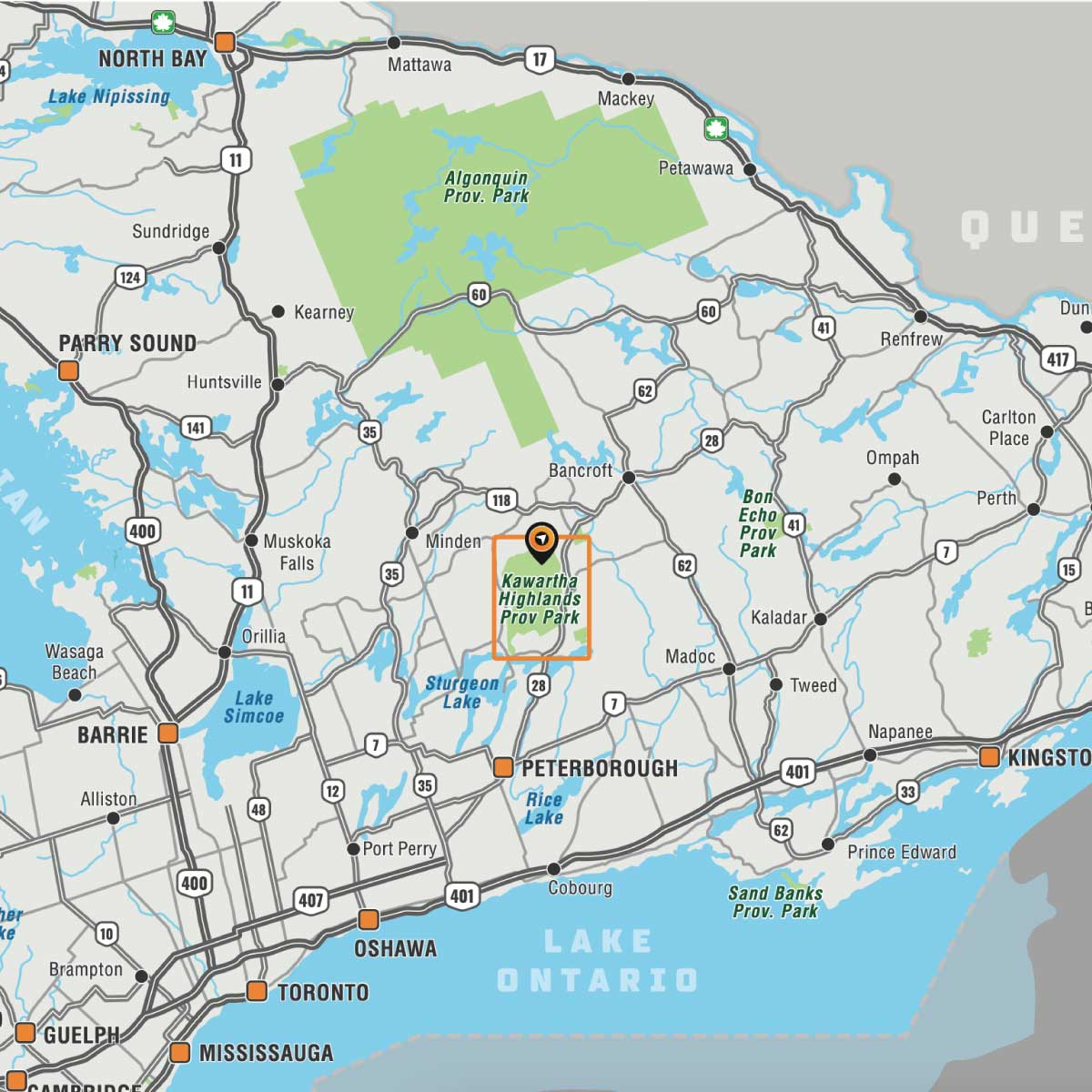 Kawartha Highlands Provincial Park ON - Wall Map