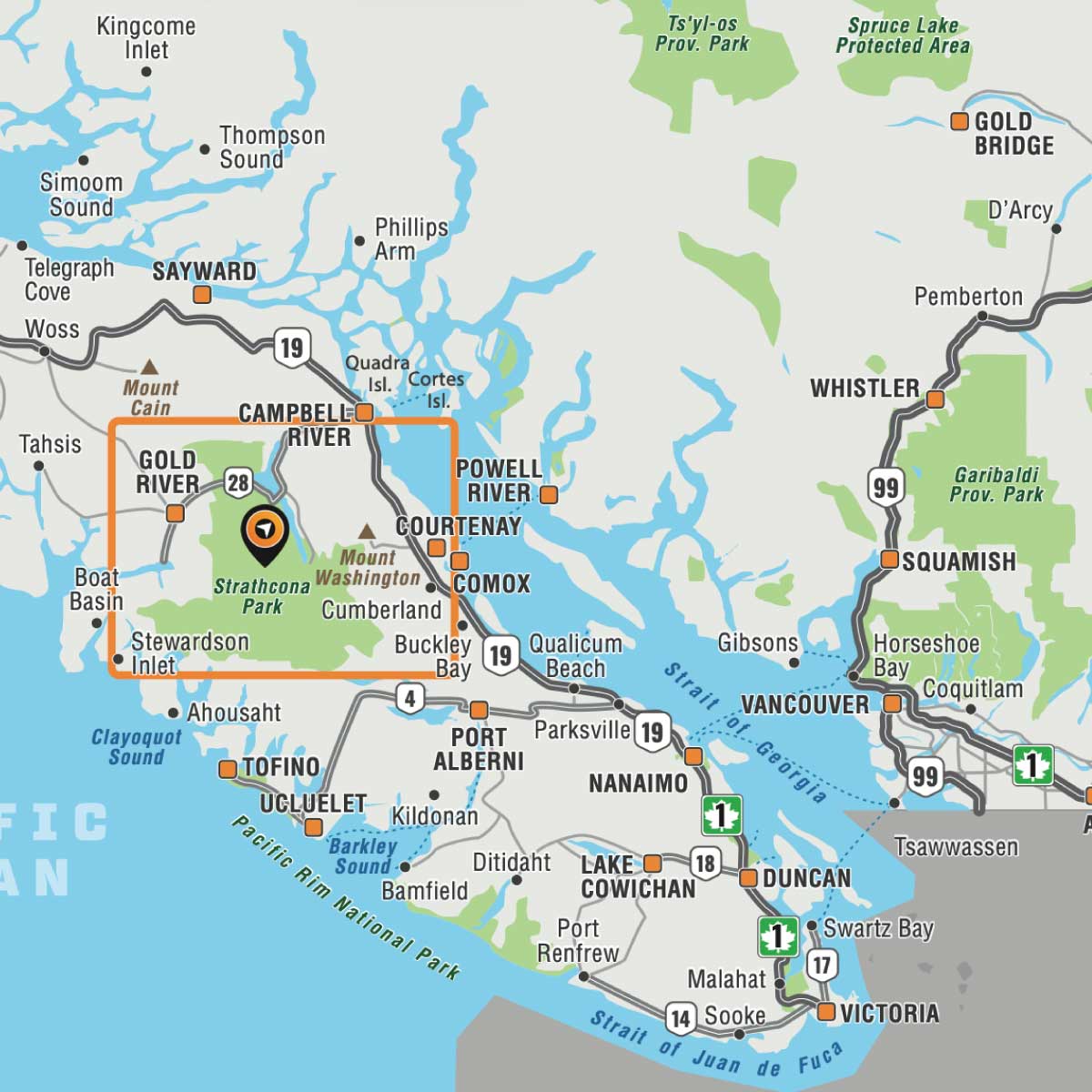 Parc provincial Strathcona (C.-B.) - Carte du parc
