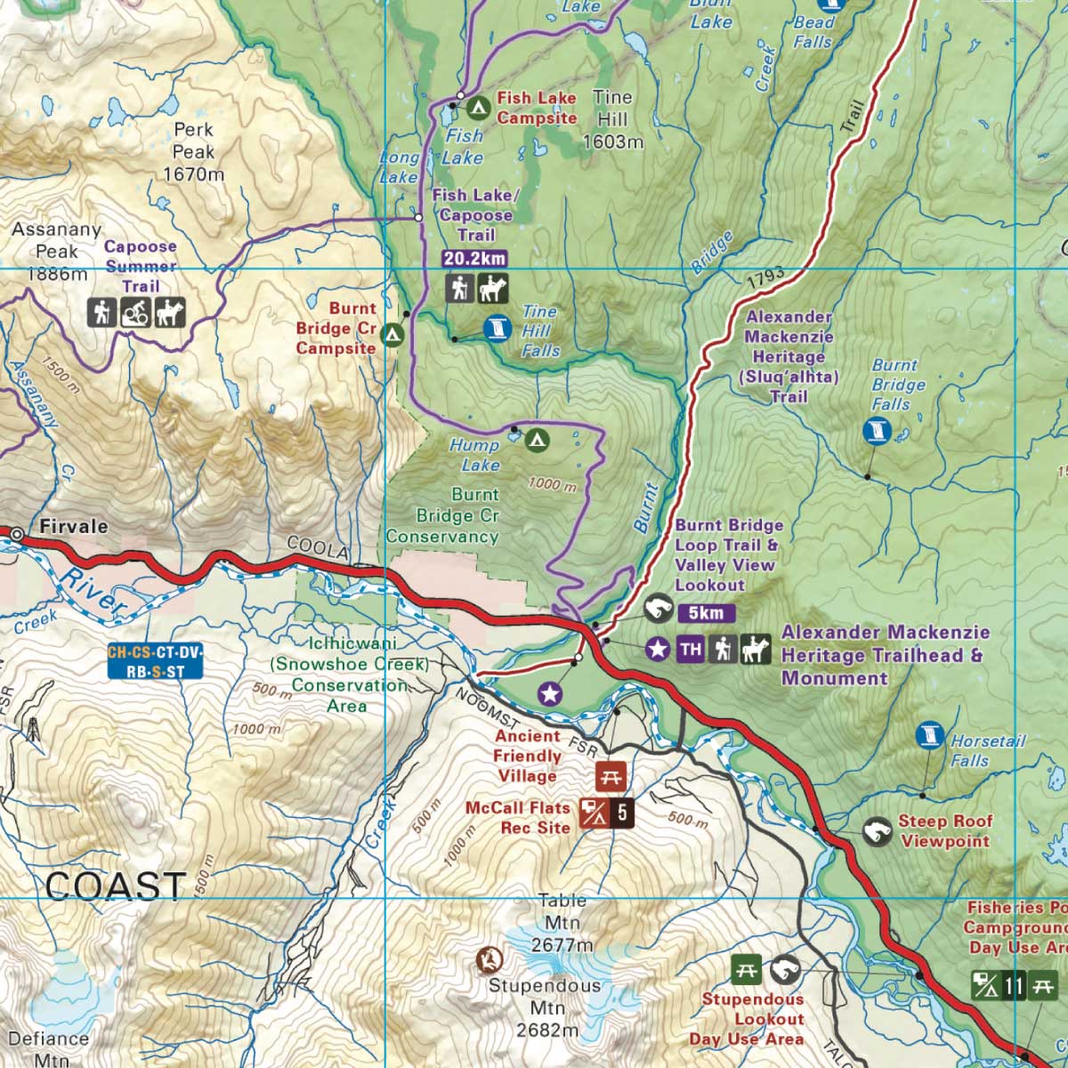 Parc Tweedsmuir – Sentier patrimonial Alexander Mackenzie (C.-B.) – Carte du parc