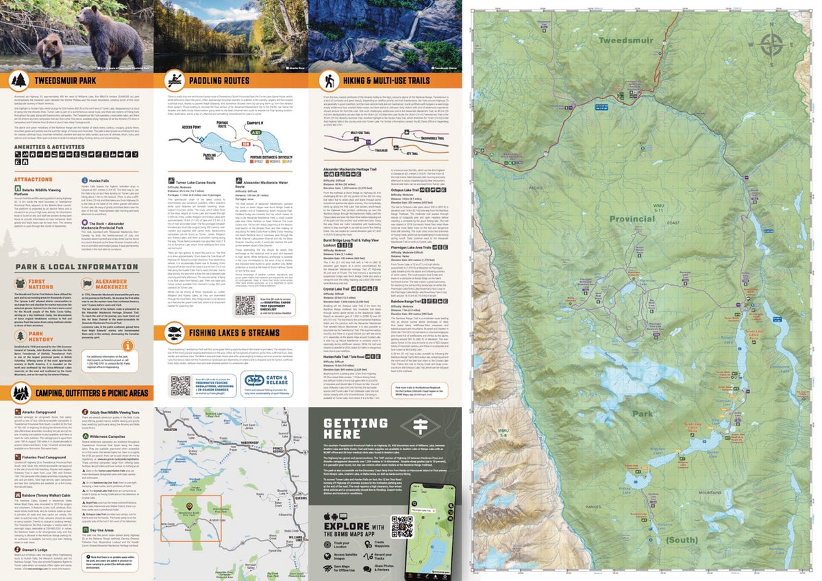 Parc Tweedsmuir – Sentier patrimonial Alexander Mackenzie (C.-B.) – Carte du parc