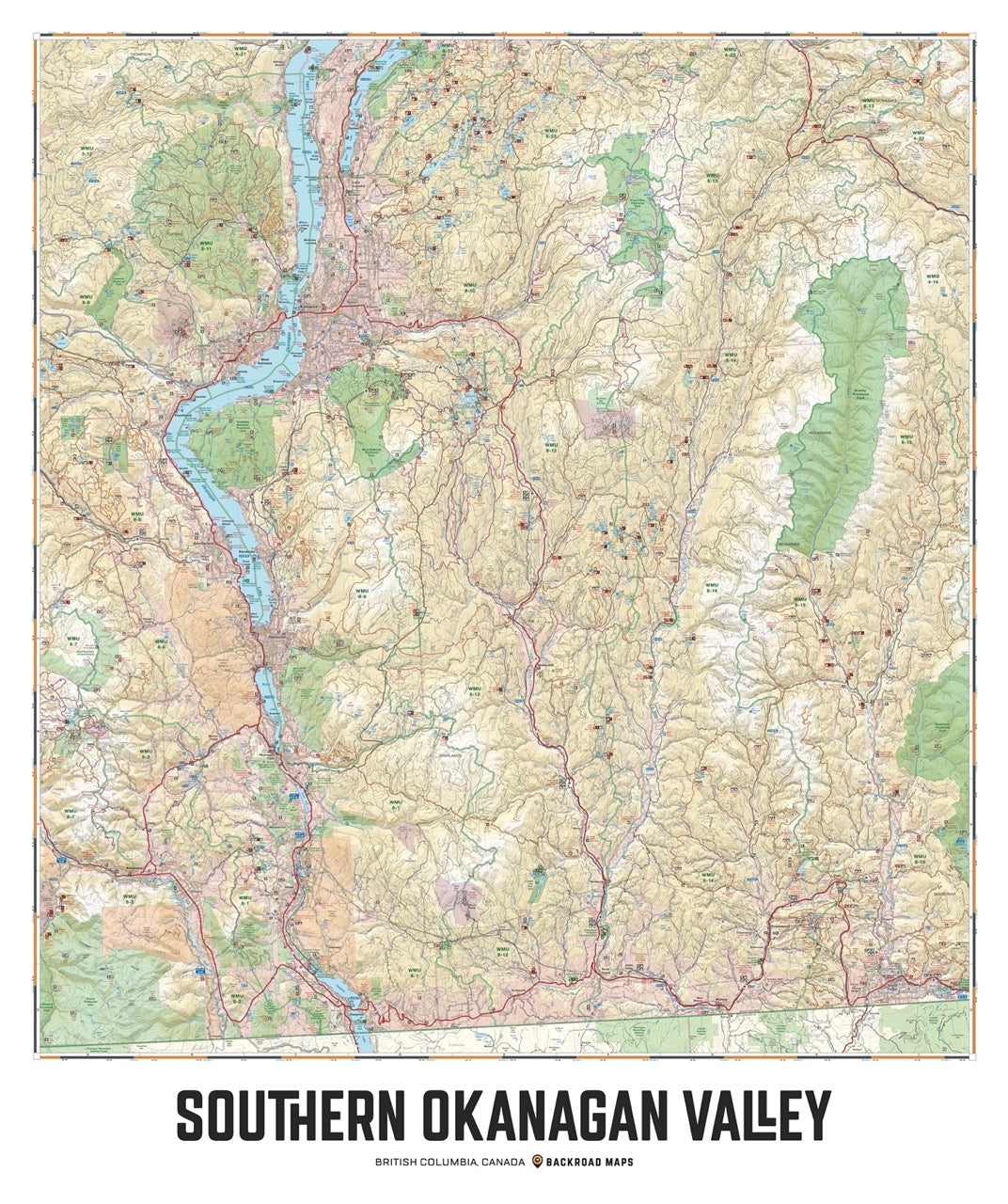 South Okanagan Valley, BC - Wall Map