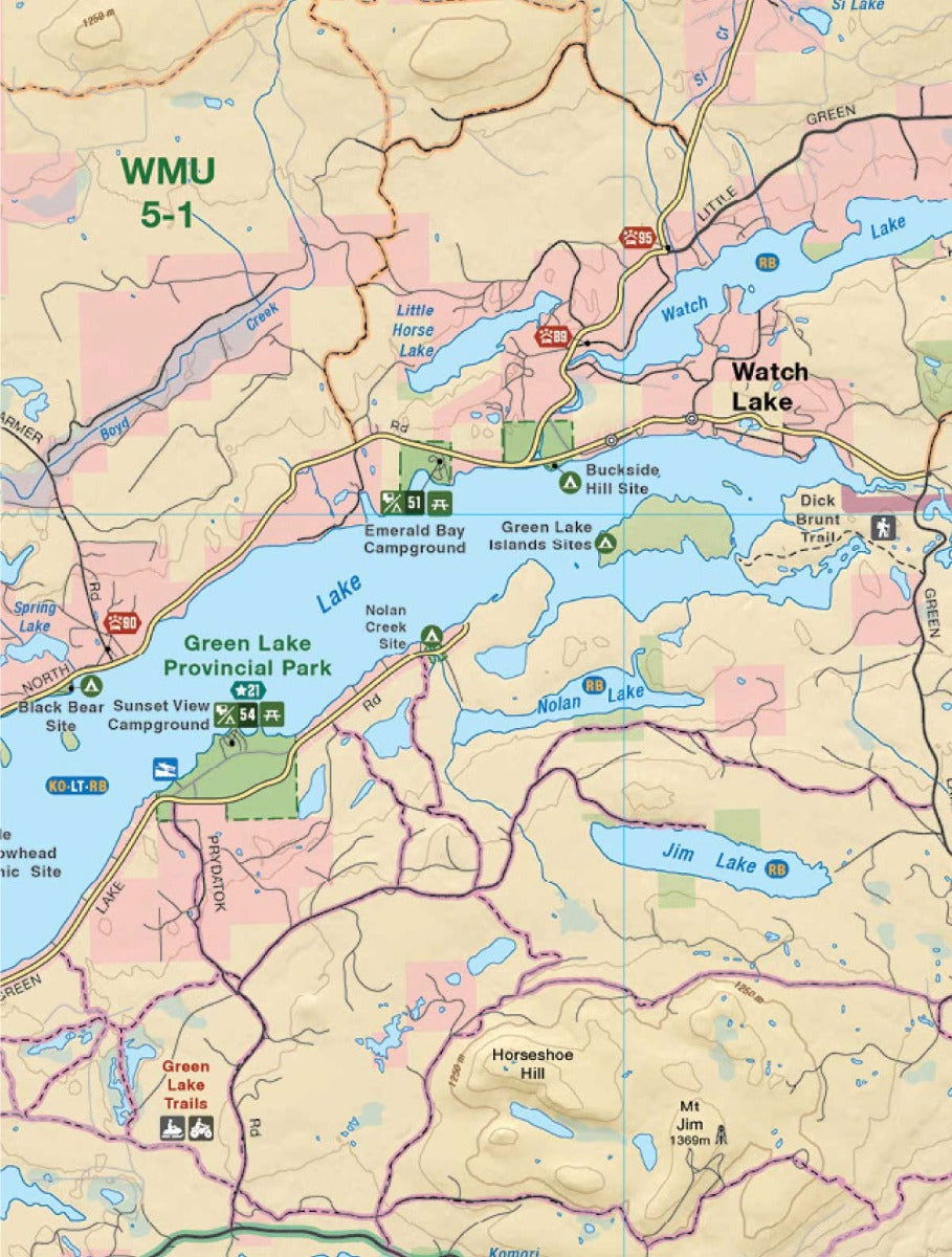 BC Fishing Highway 24 and The Land of Hidden Waters - Recreation Map - Backroad Maps