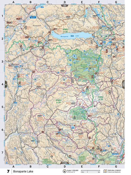 CCBC07 Wall Map - Bonaparte Lake - Backroad Maps
