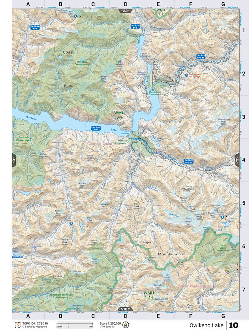 CCBC10 TOPO Map - Owikeno Lake - Backroad Maps