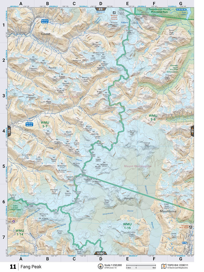 CCBC11 TOPO Map - Fang Peak - Backroad Maps