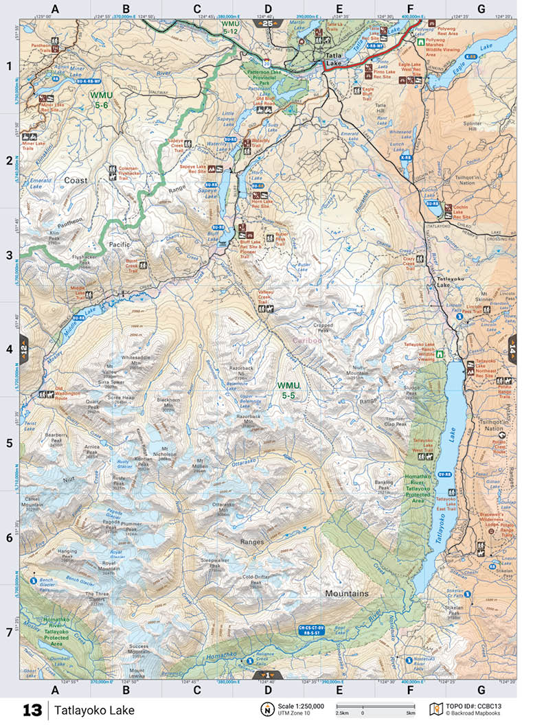 CCBC13 TOPO Map - Tatlayoko Lake - Backroad Maps