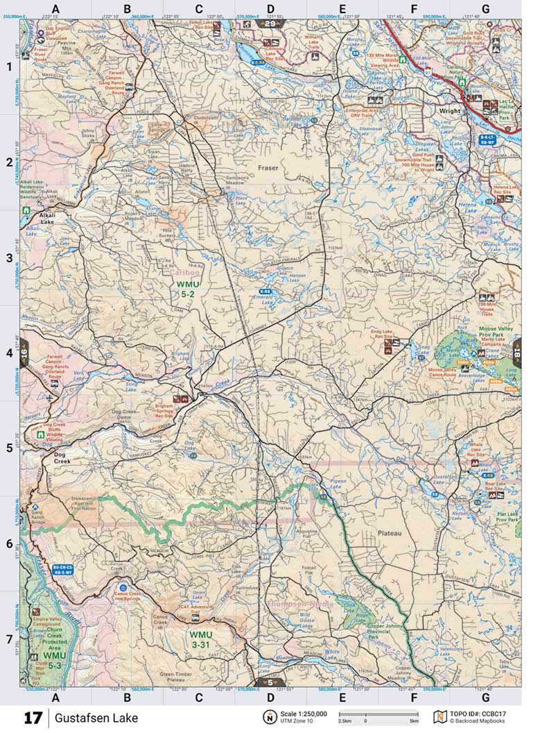 CCBC17 Wall Map - Gustafsen Lake - Backroad Maps