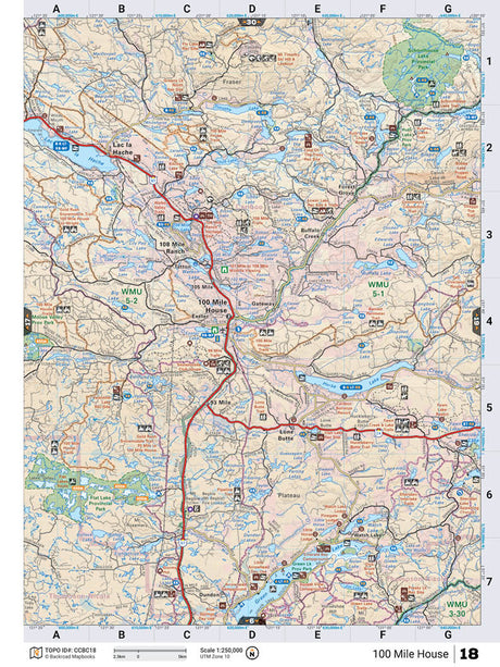 CCBC18 Wall Map - 100 Mile House - Backroad Maps