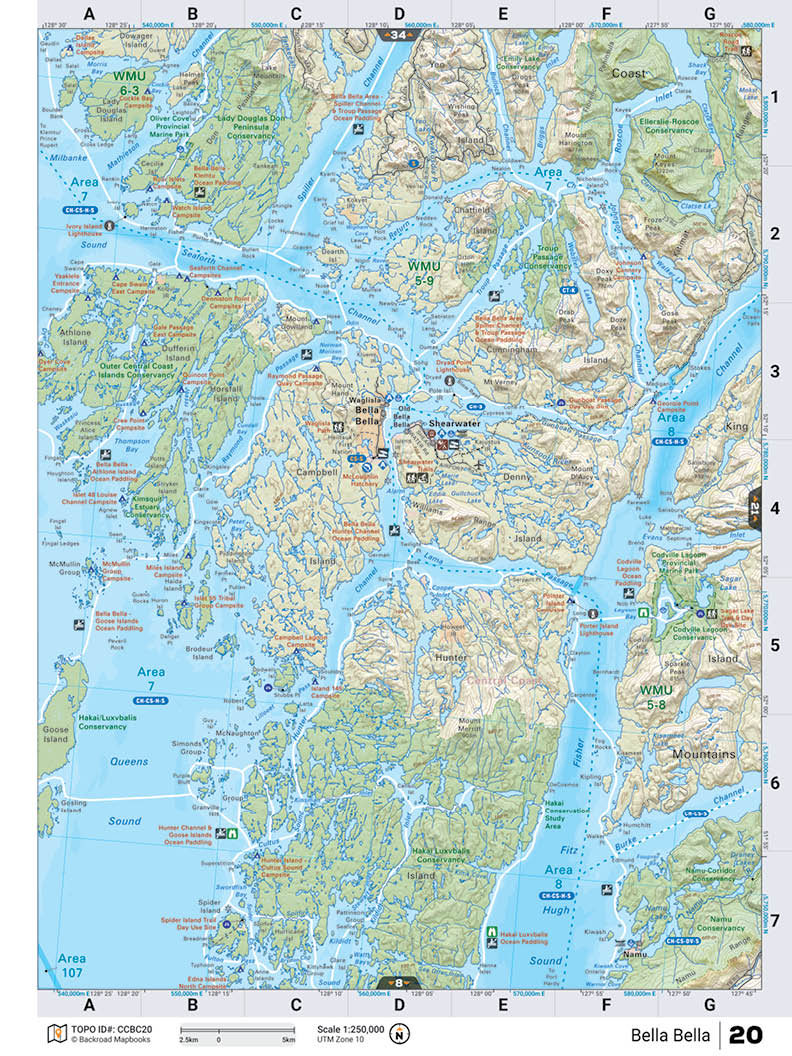CCBC20 Wall Map - Bella Bella - Backroad Maps