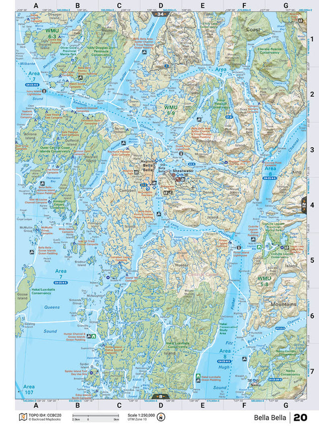 CCBC20 Wall Map - Bella Bella - Backroad Maps