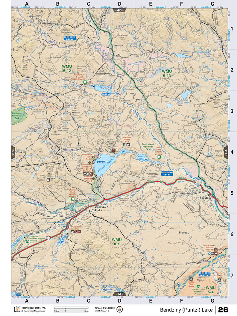 CCBC26 TOPO Map - Puntzi Lake - Backroad Maps