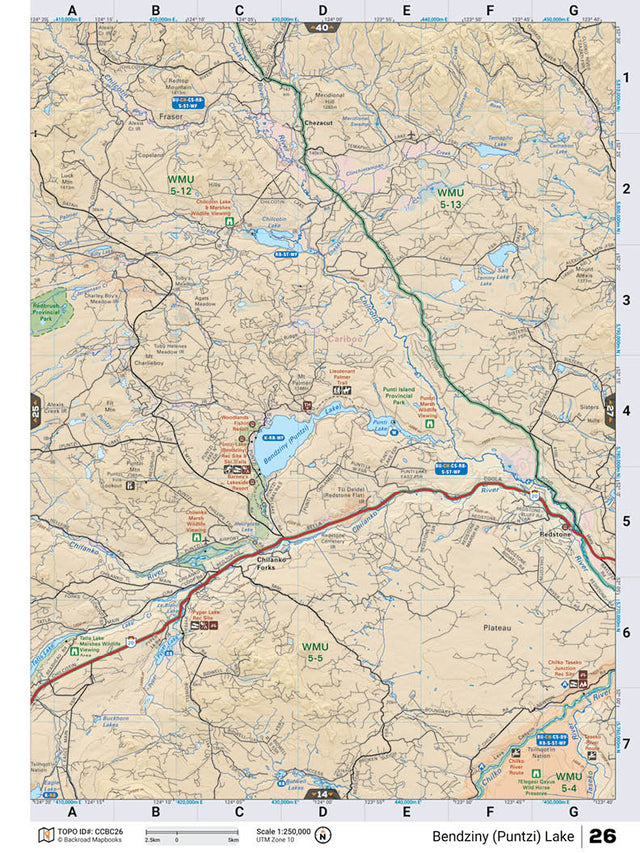 CCBC26 Wall Map - Puntzi Lake - Backroad Maps