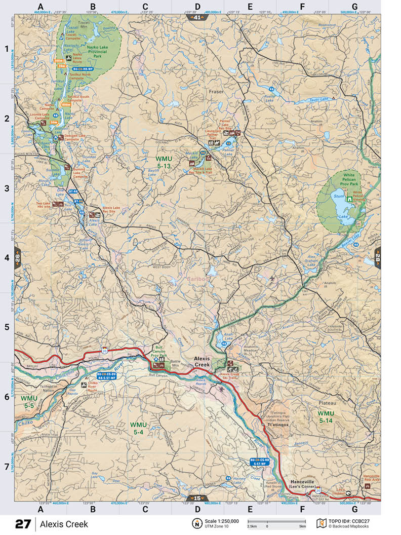 CCBC27 Wall Map - Alexis Creek - Backroad Maps