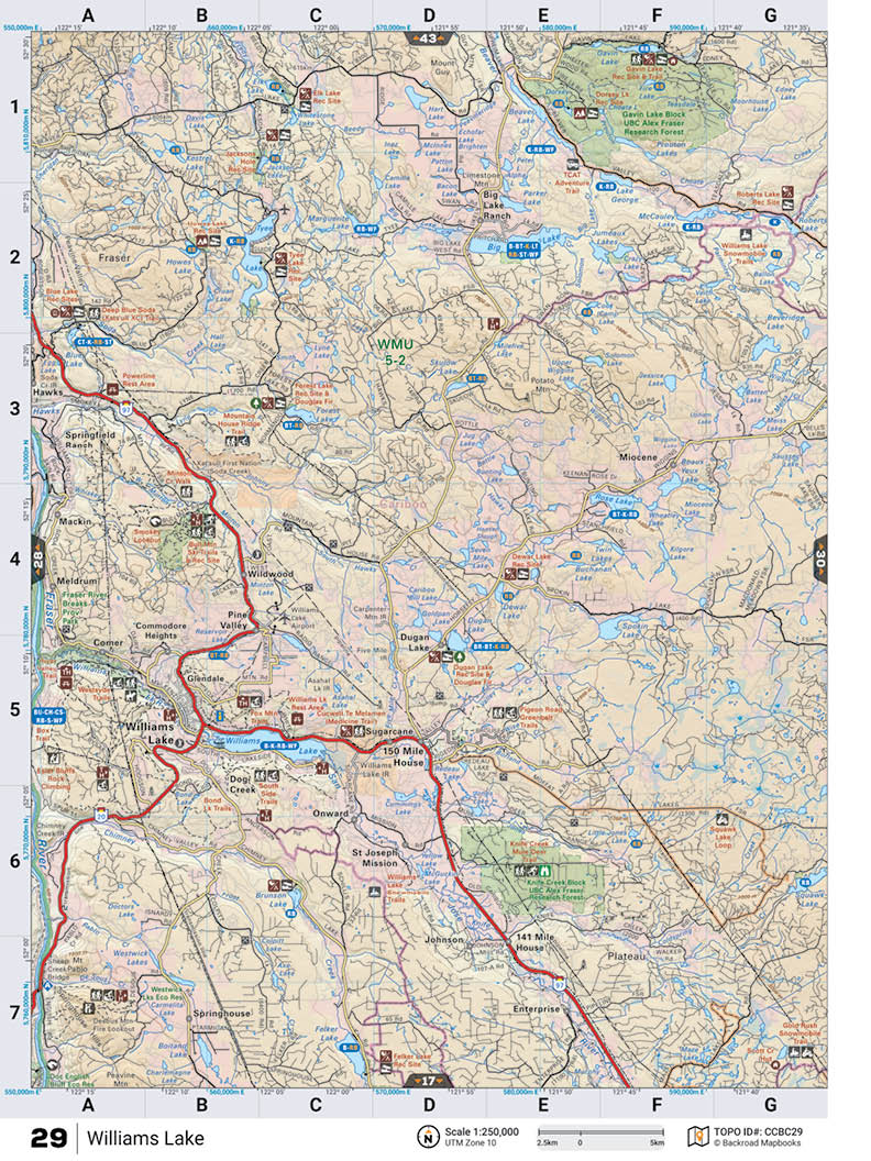 CCBC29 Wall Map - Williams Lake - Backroad Maps