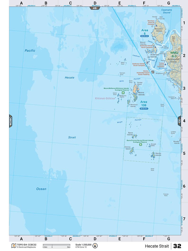 CCBC32 Wall Map - Hecate Strait - Backroad Maps