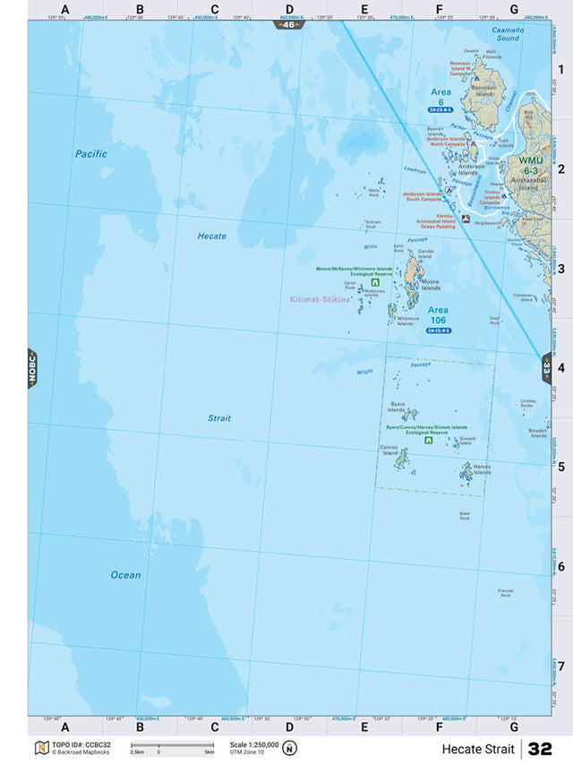 CCBC32 Wall Map - Hecate Strait - Backroad Maps