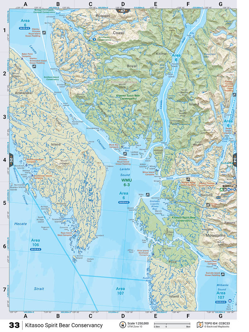CCBC33 TOPO Map - Kitasoo Spirit Bear Conservancy - Backroad Maps