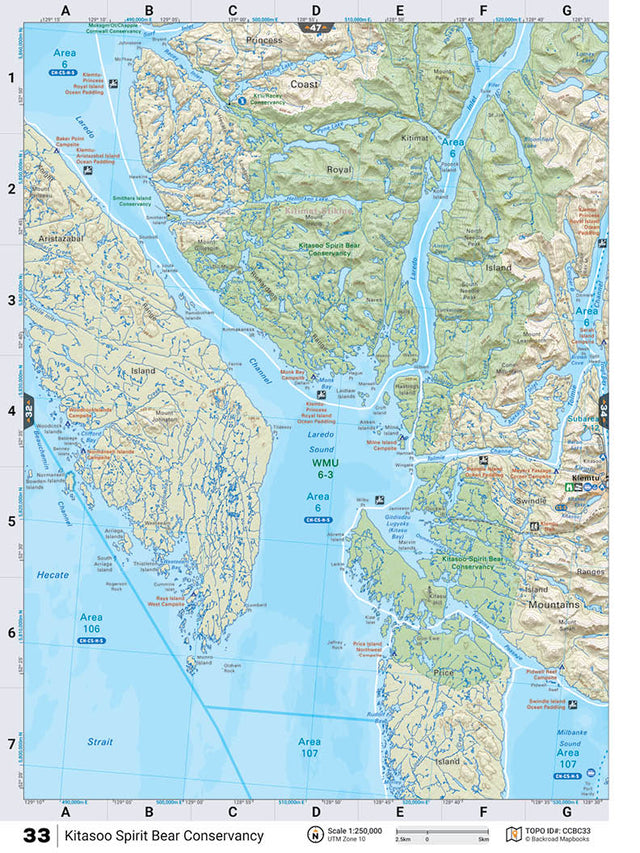 CCBC33 TOPO Map - Kitasoo Spirit Bear Conservancy - Backroad Maps