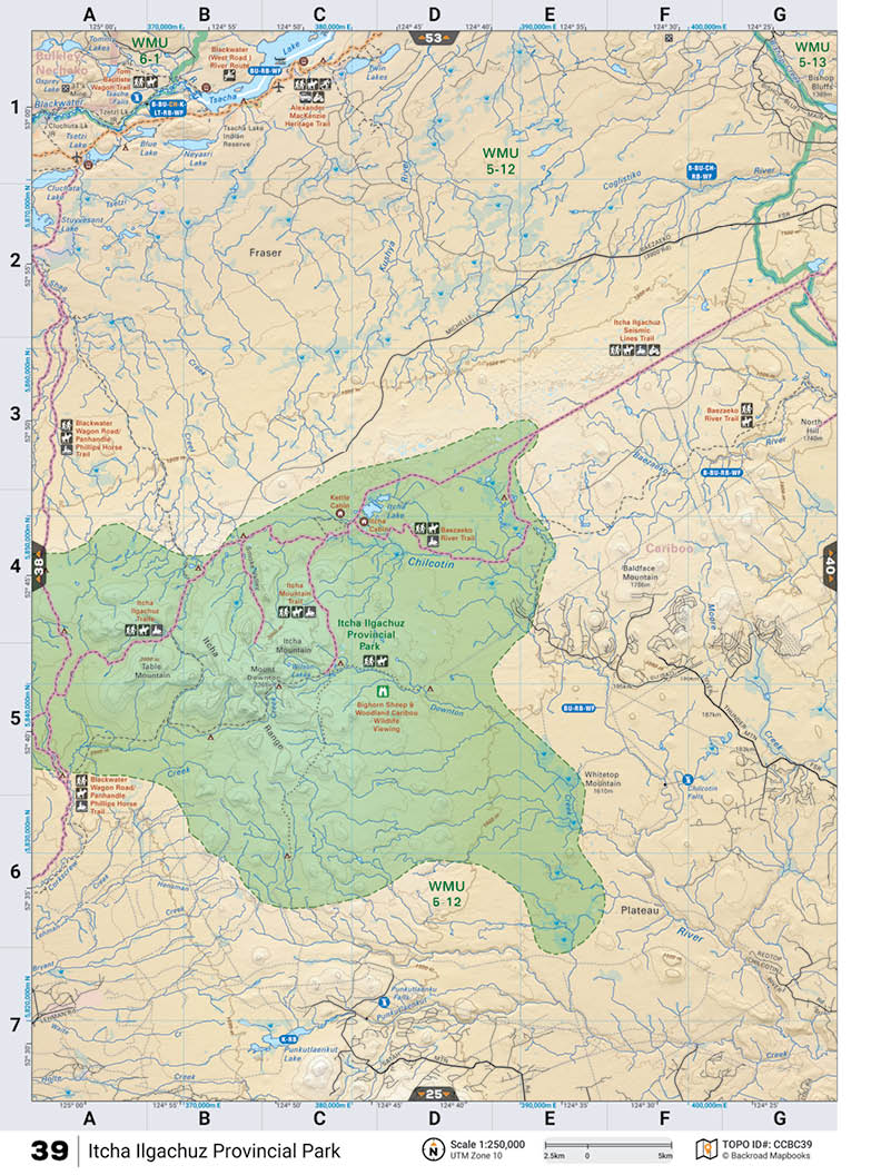 CCBC39 TOPO Map - Itcha Ilgachuz Provincial Park - Backroad Maps