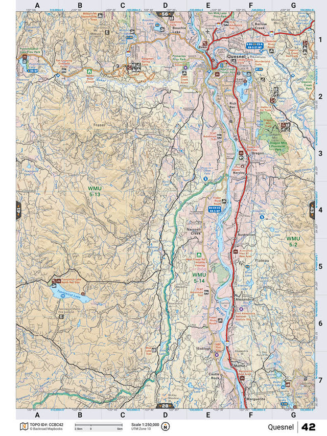 CCBC42 Wall Map - Quesnel - Backroad Maps