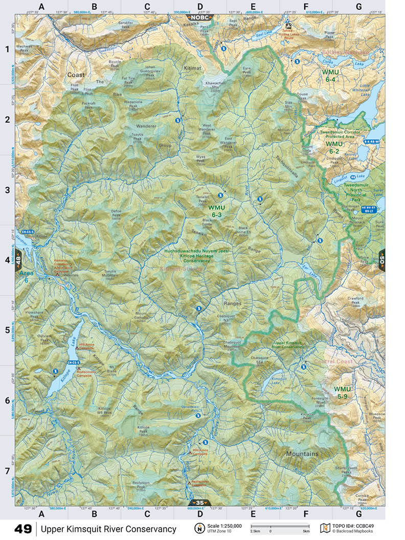 CCBC49 TOPO Map - Upper Kimsquit River Conservancy - Backroad Maps