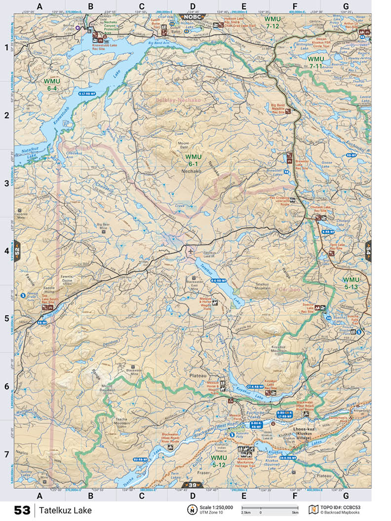 CCBC53 TOPO Map - Tatelkuz Lake - Backroad Maps