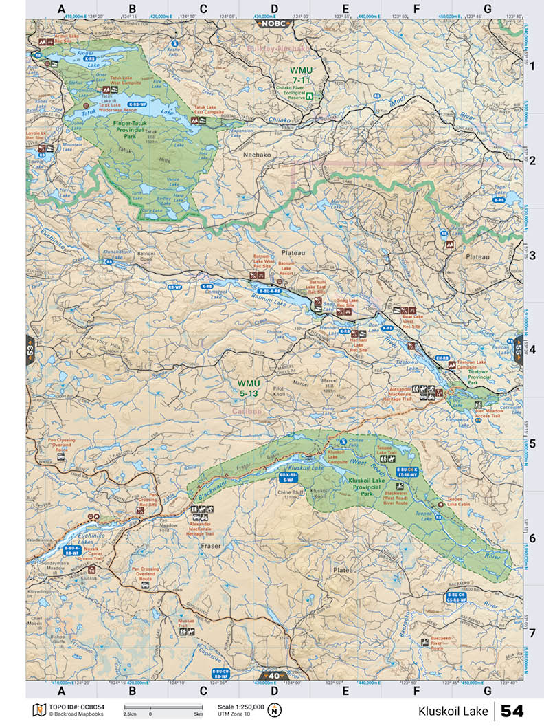 CCBC54 TOPO Map - Kluskoil Lake - Backroad Maps