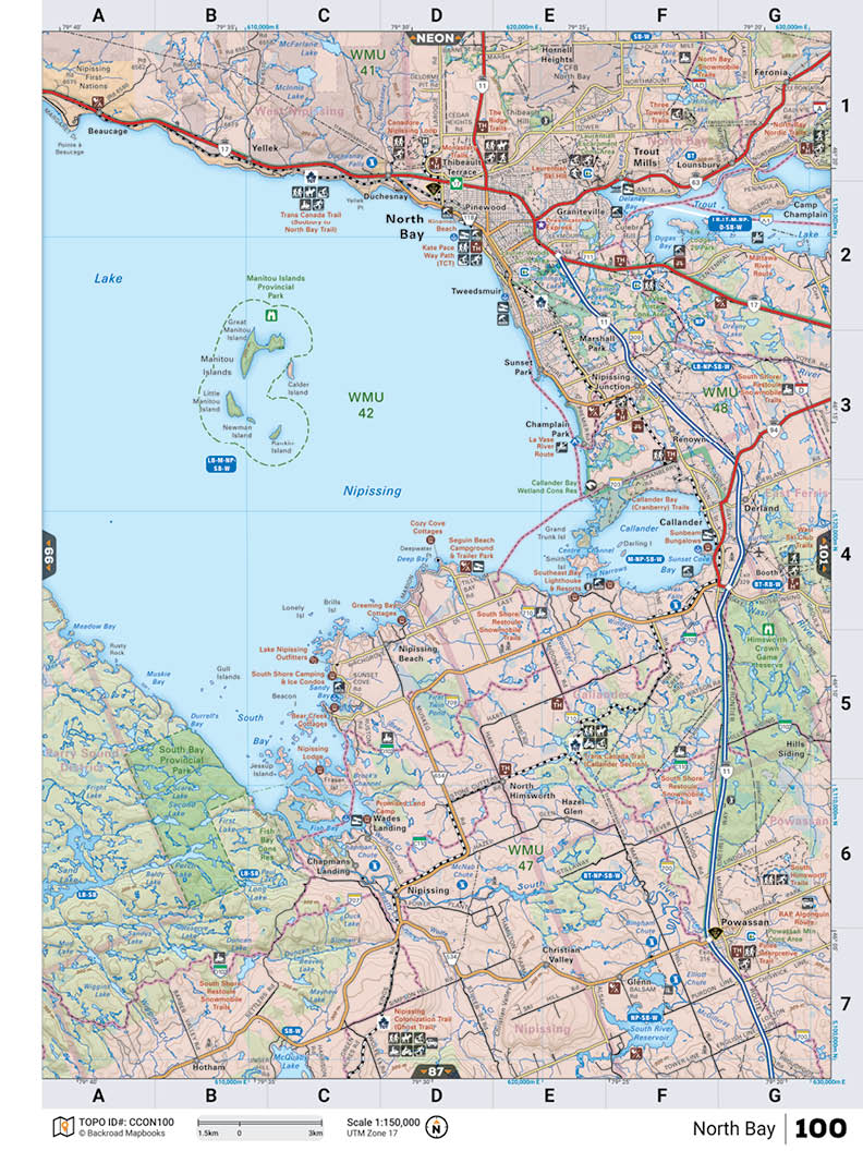CCON100 Wall Map - North Bay - Backroad Maps