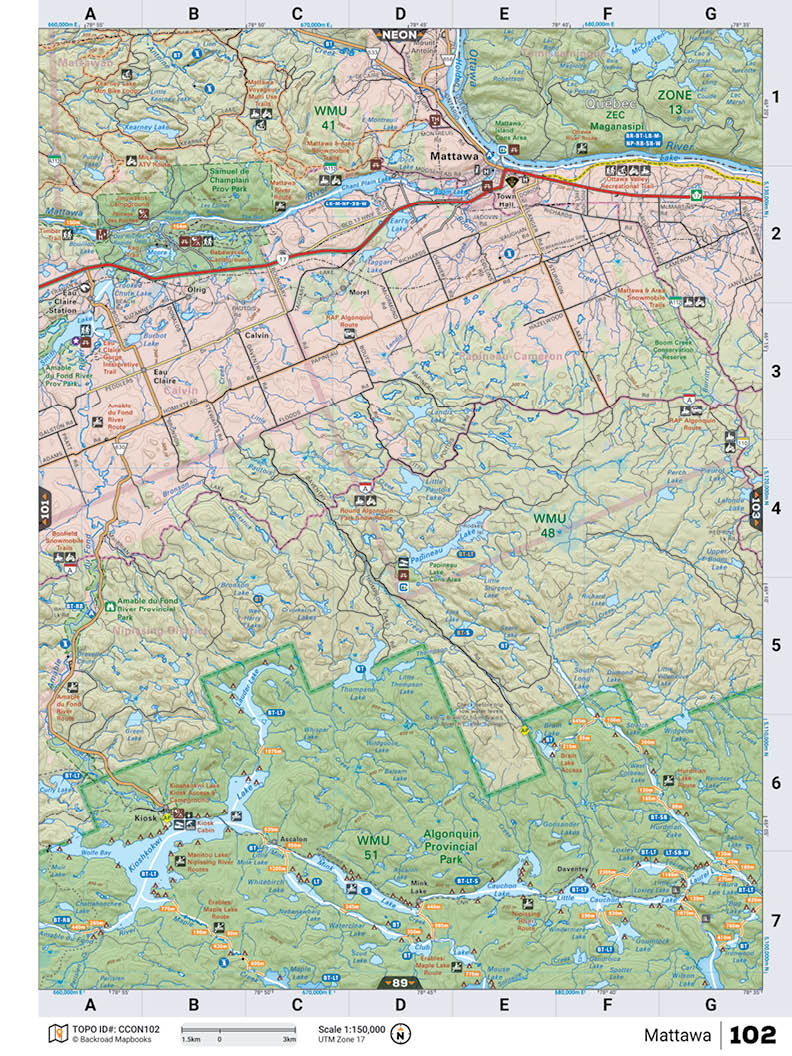 CCON102 TOPO Map - Mattawa - Backroad Maps