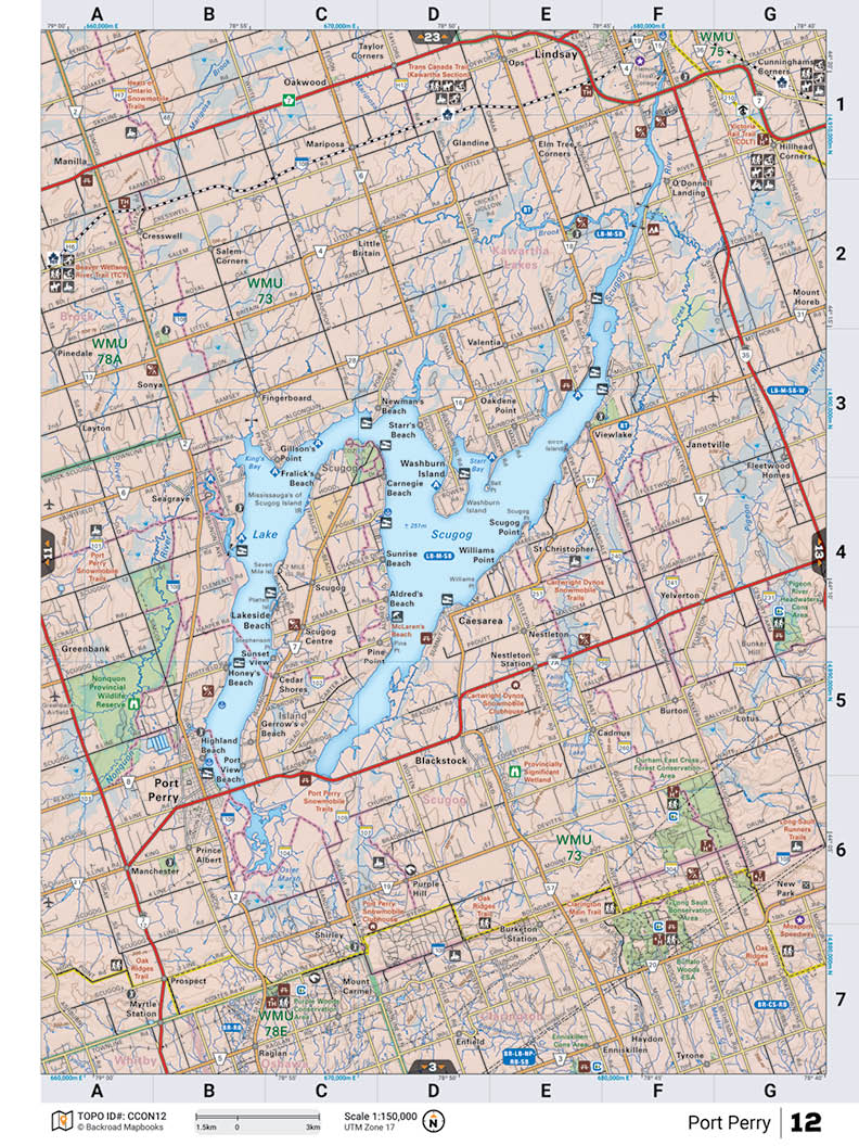 CCON12 Wall Map - Port Perry - Backroad Maps