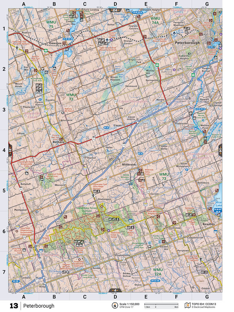 CCON13 Wall Map - Peterborough - Backroad Maps