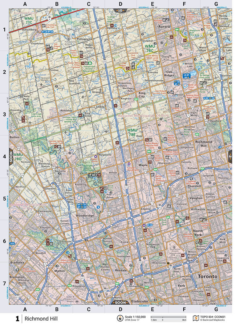 CCON1 Wall Map - Richmond Hill - Backroad Maps