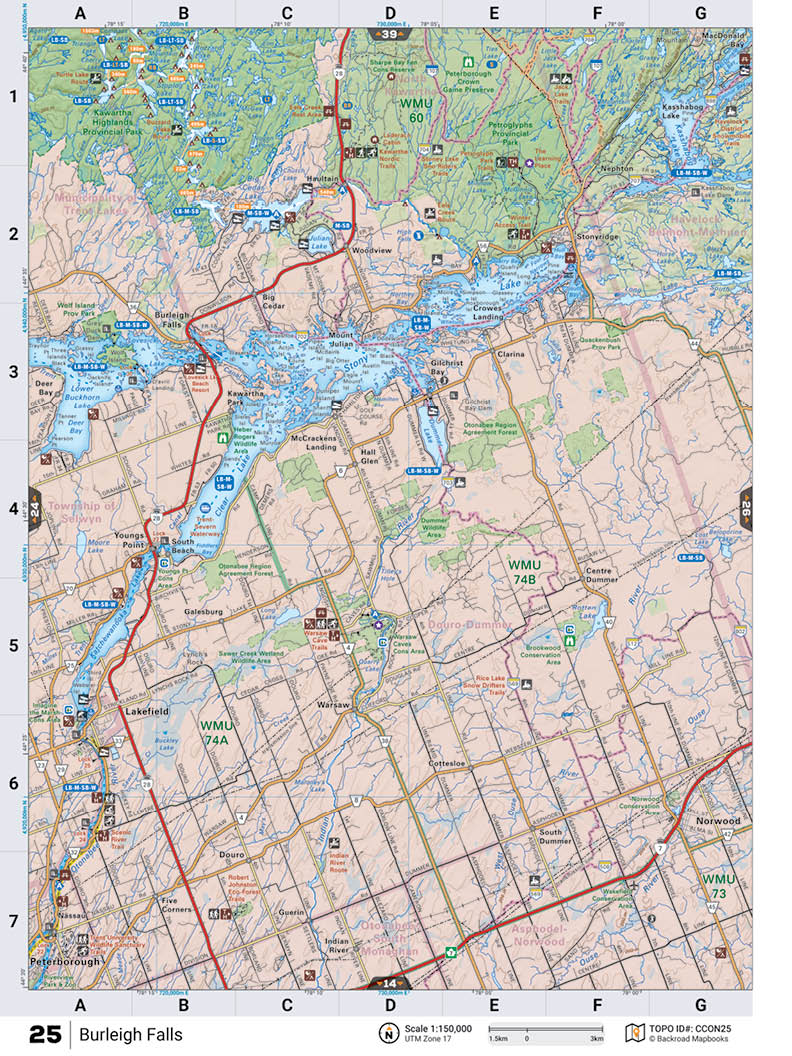 CCON25 TOPO Map - Burleigh Falls - Backroad Maps