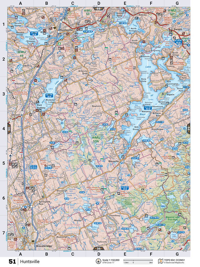 CCON51 TOPO Map - Huntsville - Backroad Maps
