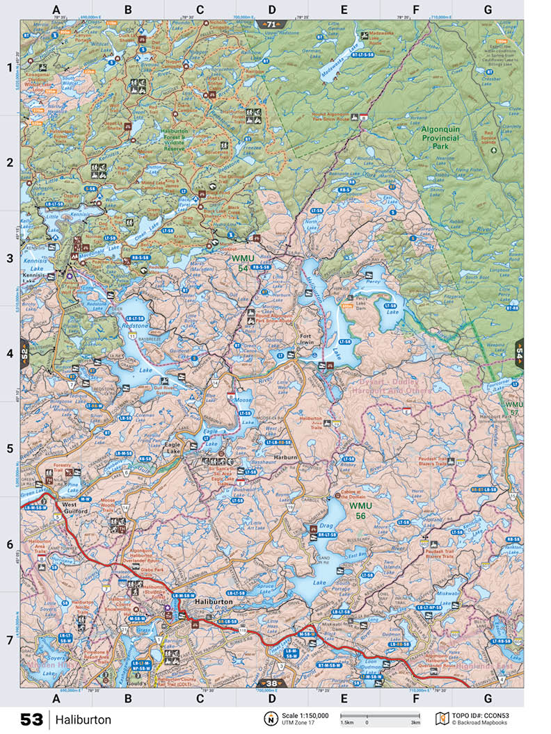 CCON53 Wall Map - Haliburton - Backroad Maps