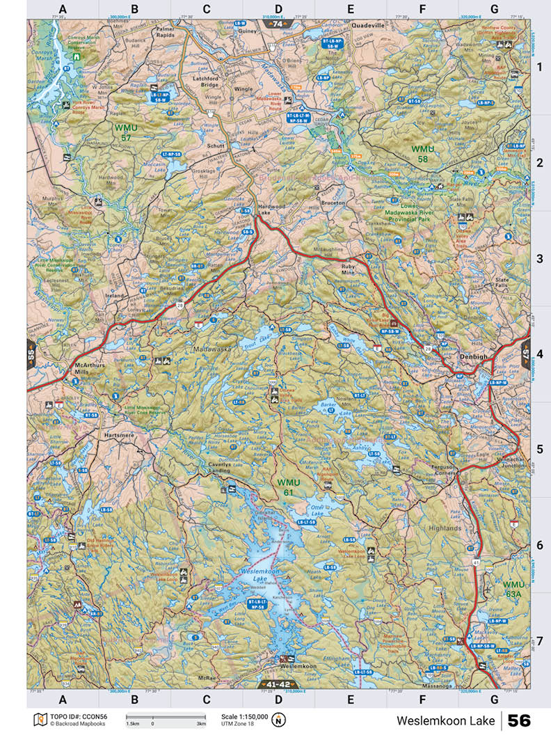 CCON56 TOPO Map - Weslemkoon Lake - Backroad Maps