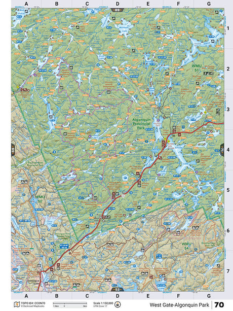 CCON70 TOPO Map - West Gate (Algonquin Park) - Backroad Maps