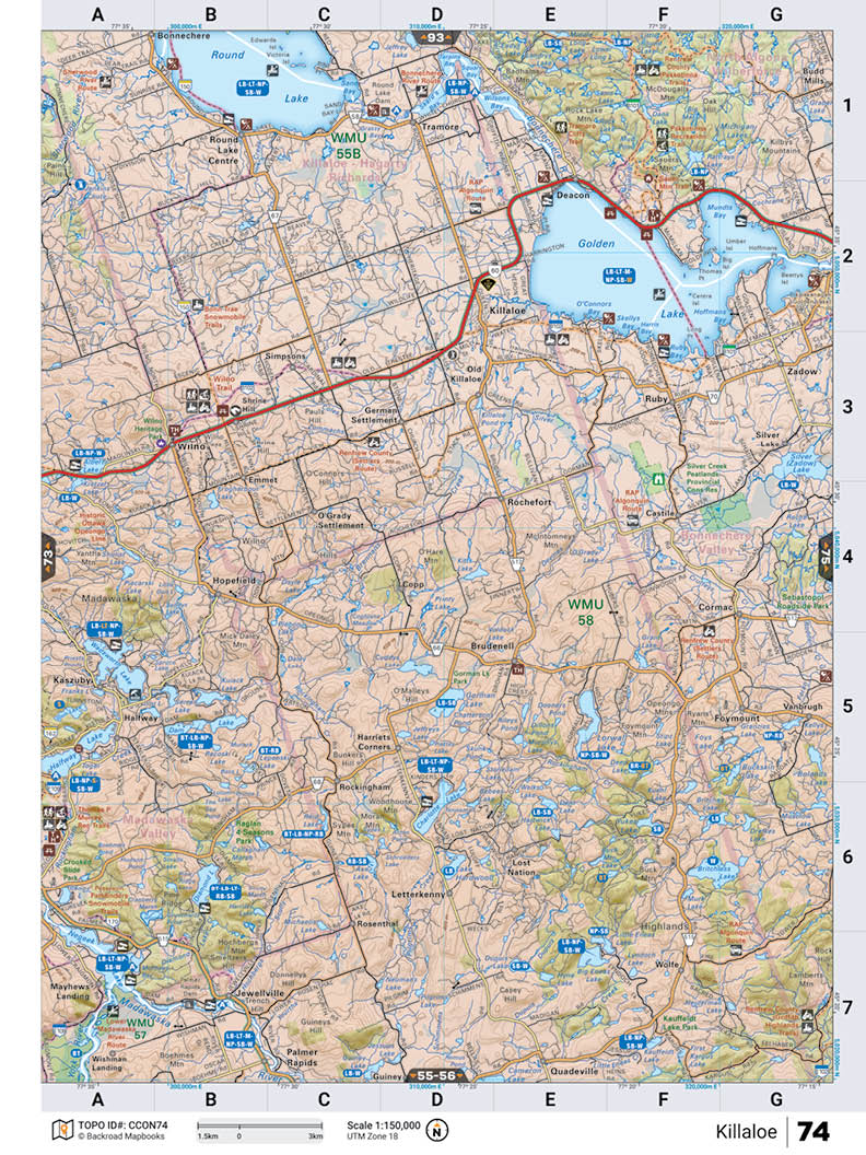 CCON74 Wall Map - Killaloe - Backroad Maps