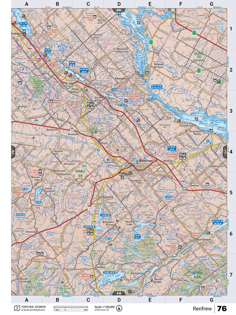 CCON76 Wall Map - Renfrew - Backroad Maps