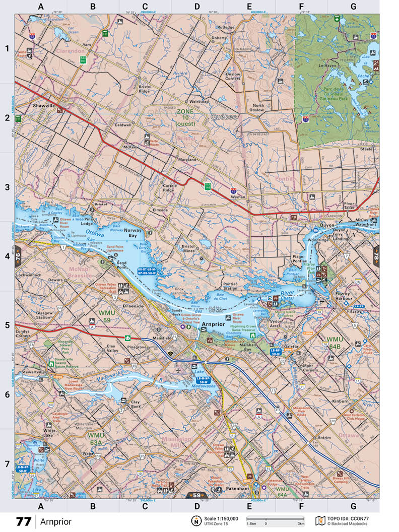 CCON77 Wall Map - Arnprior - Backroad Maps