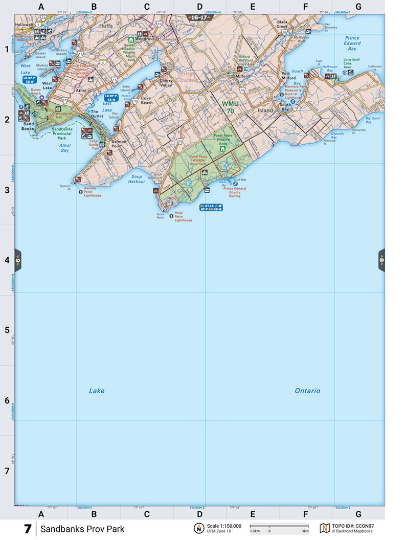 CCON7 TOPO Map - Sandbanks Provincial Park - Backroad Maps