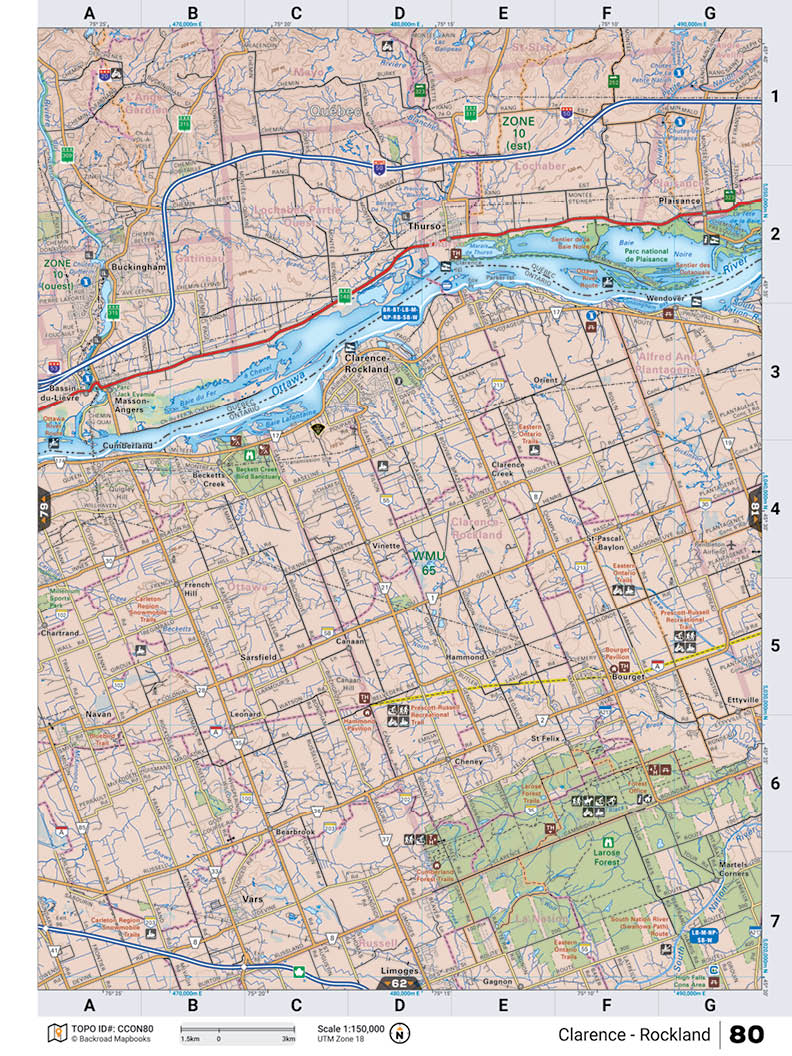 CCON80 Wall Map - Clarence-Rockland - Backroad Maps