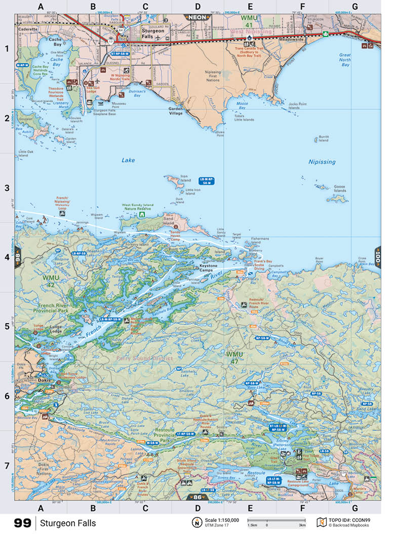 CCON99 Wall Map - Sturgeon Falls - Backroad Maps
