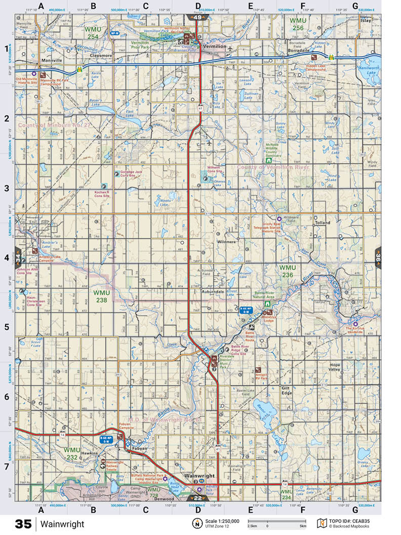 CEAB35 TOPO Map - Wainwright - Backroad Maps