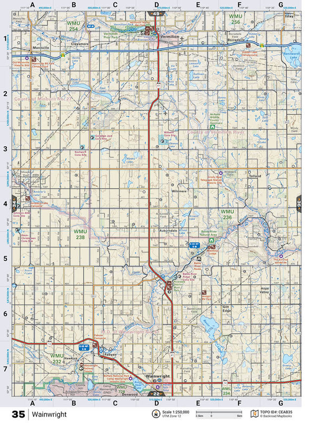 CEAB35 TOPO Map - Wainwright - Backroad Maps