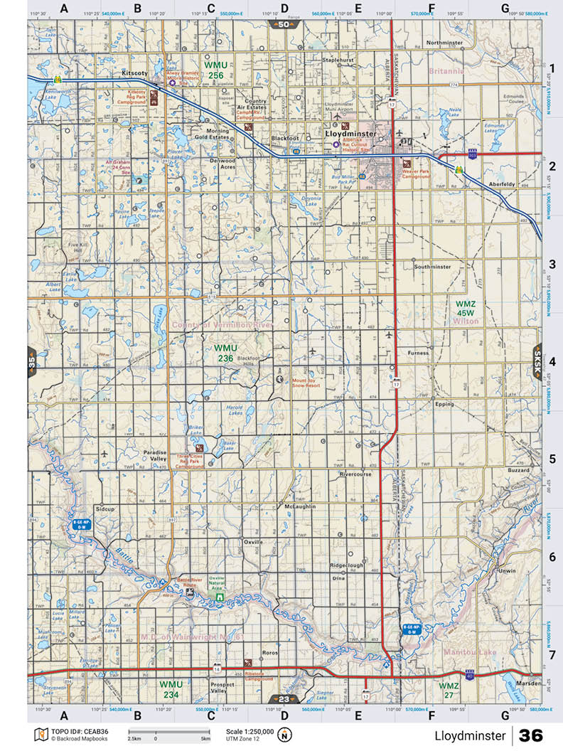 CEAB36 TOPO Map - Lloydminster - Backroad Maps