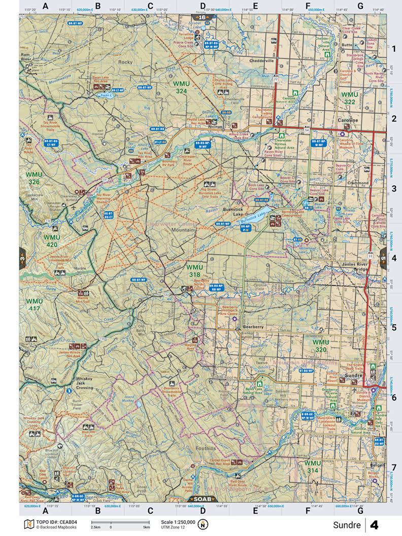 CEAB4 TOPO Map - Sundre - Backroad Maps