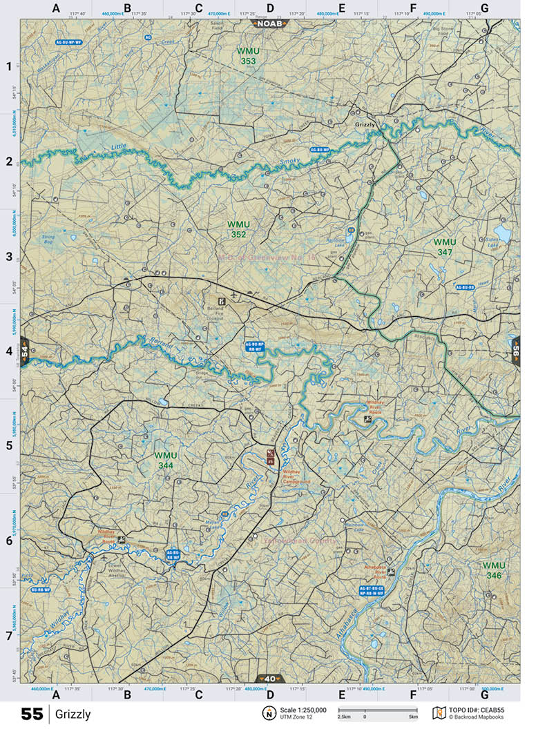CEAB55 TOPO Map - Grizzly - Backroad Maps