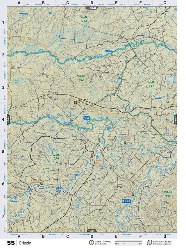 CEAB55 TOPO Map - Grizzly - Backroad Maps