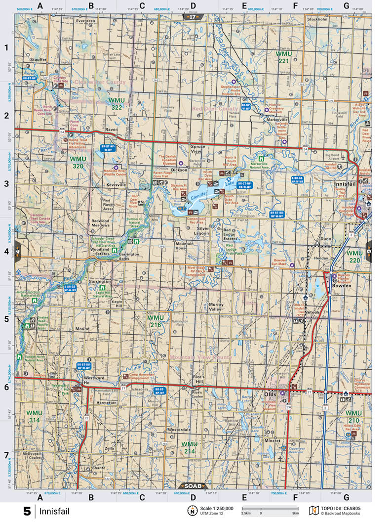 CEAB5 Wall Map - Innisfail - Backroad Maps